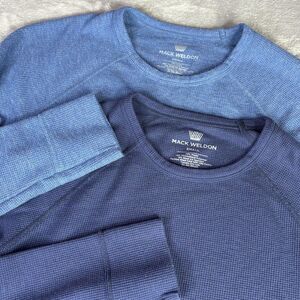 Mack Weldon Mens Small Blue Thermal Tagless Raglan Long Sleeve Crew Shirt